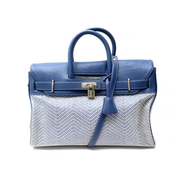 SAC A MAIN MAC DOUGLAS PYLA BANDOULIERE EN CUIR GRAINE BLEU LEATHER HANDBAG 399€