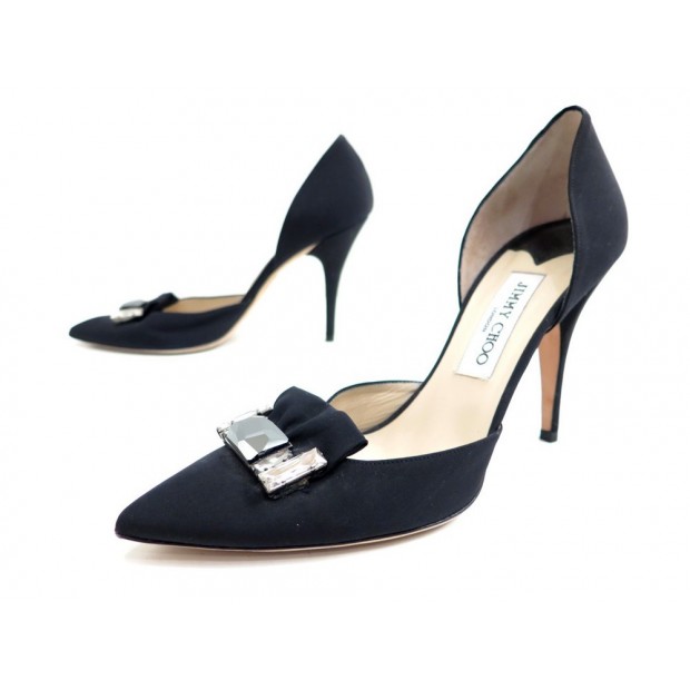 NEUF CHAUSSURES JIMMY CHOO SATIN NOIR 