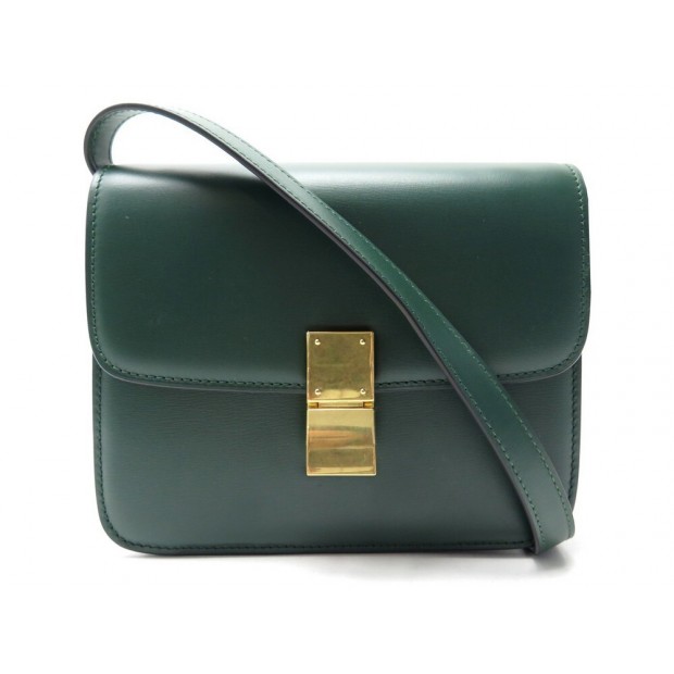 SAC A MAIN CELINE CLASSIC TEEN BANDOULIERE EN CUIR VERT LEATHER HAND BAG 2750€