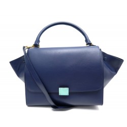 SAC A MAIN CELINE TRAPEZE MM 169543 BANDOULIERE EN CUIR BLEU HAND BAG 2500€