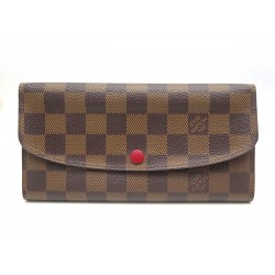 NEUF PORTEFEUILLE LOUIS VUITTON EMILIE EN TOILE DAMIER EBENE NEW WALLET 500€