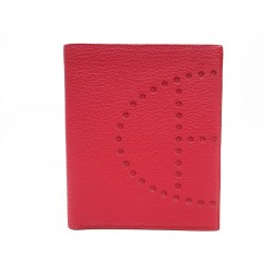 NEUF PORTEFEUILLE HERMES EVELYNE CUIR CHEVRE BOUGAINVILLIERS ROUGE WALLET 1220€