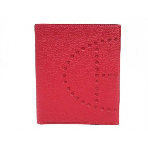 NEUF PORTEFEUILLE HERMES EVELYNE CUIR CHEVRE BOUGAINVILLIERS ROUGE WALLET 1220€