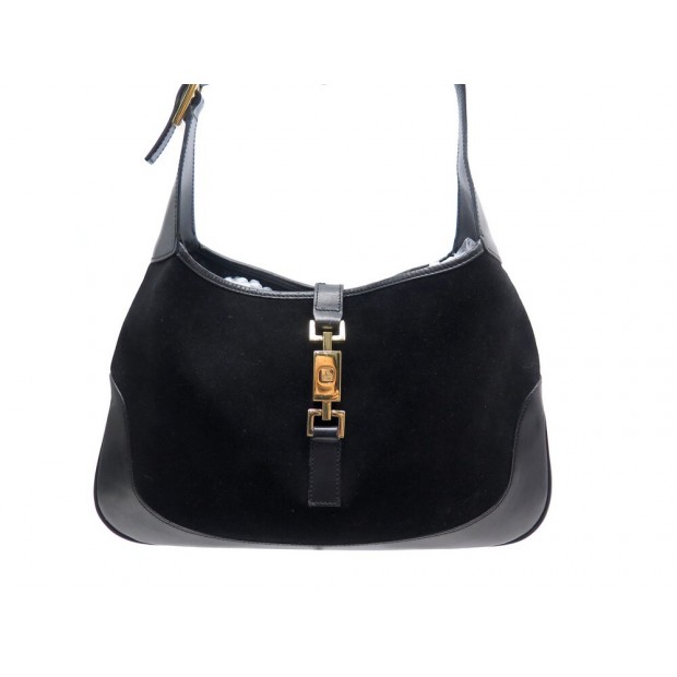 SAC A MAIN GUCCI JACKIE EN CUIR ET DAIM NOIR LEATHER & SUEDE HAND BAG PURSE 780€