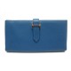 PORTEFEUILLE HERMES BEARN SOUFFLET CUIR CHEVRE MYSORE BLEU LEATHER WALLET 2270€