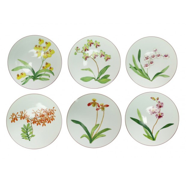 LOT 6 ASSIETTES A DESSERT HERMES JARDIN DES ORCHIDEES 21CM NUM 8 9 10 11 12 13