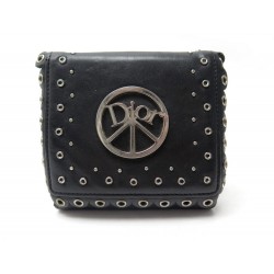 PORTEFEUILLE CHRISTIAN DIOR PORTE MONNAIE PEACE & LOVE EN CUIR NOIR WALLET 650€