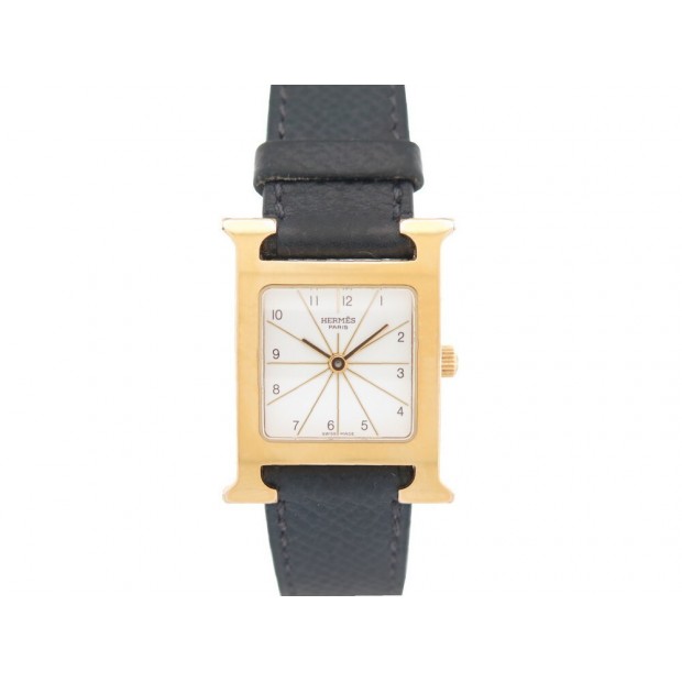 MONTRE HERMES HH1.201 HEURE H PM 21 MM QUARTZ PLAQUE OR ET CUIR GRIS WATCH 2550€