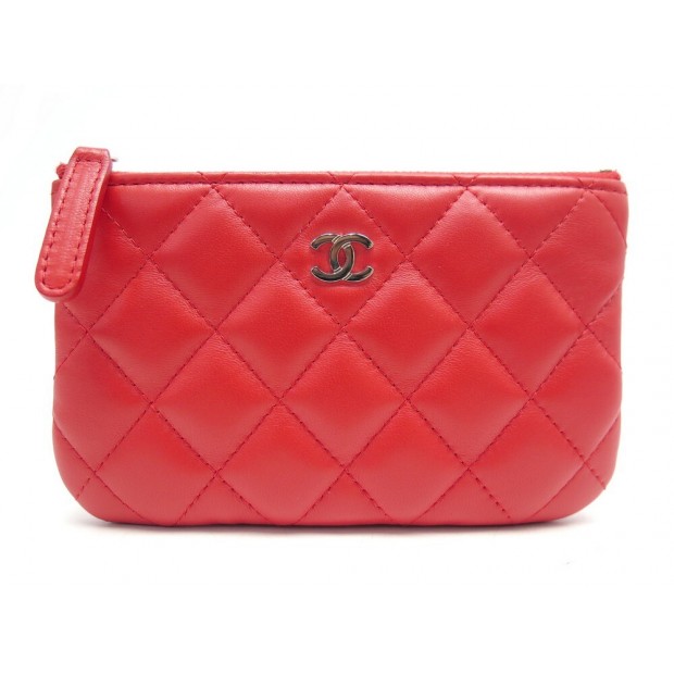 NEUF POCHETTE CHANEL MINI CLASSIQUE CUIR MATELASSE ROUGE BOITE NEW POUCH 510€