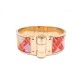 NEUF BRACELET HERMES CHARNIERE BOLDUC AU CARRE L 16CM EMAIL DORE NEW BANGLE 625€