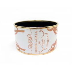 NEUF BRACELET HERMES MANCHETTE BRIDES DE GALA TATOO XL 15CM EMAIL DORE NEW 615€