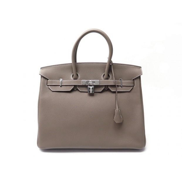 NEUF SAC A MAIN HERMES BIRKIN 35 EN CUIR TOGO ETOUPE 2015 + BOITE FACTURE PURSE