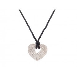 COLLIER POIRAY PENDENTIF COEUR SECRET PAVE OR BLANC 18K DIAMANTS NECKLACE 8400€