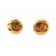 VINTAGE BOUCLES D'OREILLES CHANEL A CLIP RONDES LOGO CC 1997 METAL DORE EARRINGS