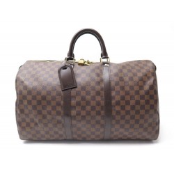 SAC DE VOYAGE A MAIN LOUIS VUITTON KEEPALL 50 EN TOILE DAMIER EBENE N41427 BAG