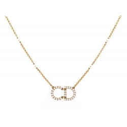 NEUF COLLIER CHRISTIAN DIOR CD PERLES EN METAL DORE 40 43 CM NEW NECKLACE 450€