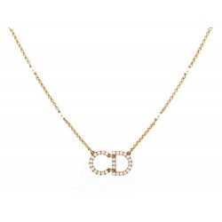 NEUF COLLIER CHRISTIAN DIOR CD PERLES EN METAL DORE 40 43 CM NEW NECKLACE 450€