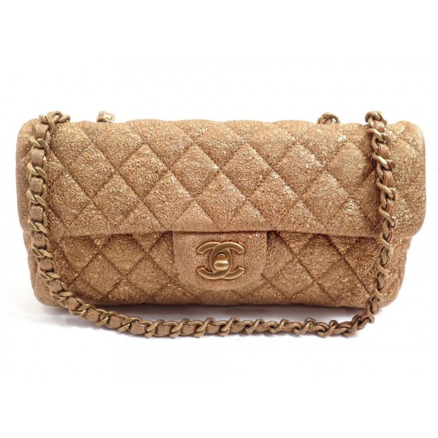 SAC A MAIN CHANEL TIMELESS 2.55 PM EN CUIR DORE GOLDEN HAND BAG PURSE 4260 