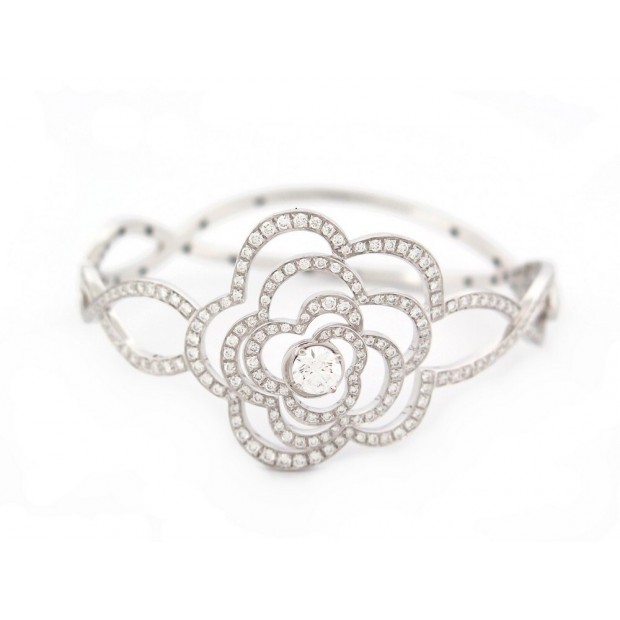 BRACELET CHANEL FIL DE CAMELIA OR BLANC 18K SERTI 230 DIAMANTS 3.28CT DIAMONDS