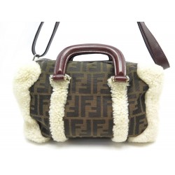 SAC A MAIN FENDI SHEARLING 8BL085 BANDOULIERE EN TOILE MONOGRAMME ZUCCA HAND BAG