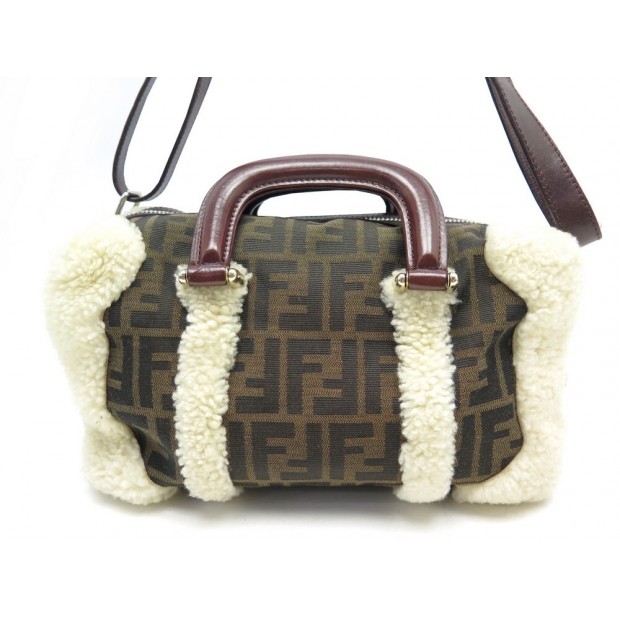 SAC A MAIN FENDI SHEARLING 8BL085 BANDOULIERE EN TOILE MONOGRAMME ZUCCA HAND BAG