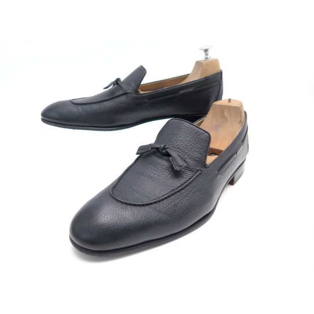 CHAUSSURES HERMES MOCASSINS A PAMPILLES MONTREAL 42 CUIR NOIR BOITE SHOES 805€