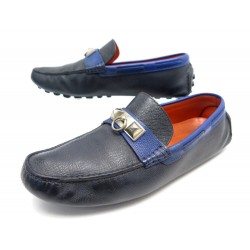 CHAUSSURES HERMES IRVING H151362ZH25395 CUIR GRAINE BLEU 42 LEATHER SHOES 775€