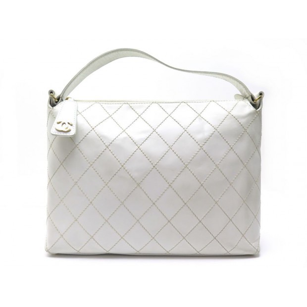 SAC A MAIN CHANEL SHOPPING EN CUIR MATELASSE BLANC SQUARE QUILTED TOTE BAG 4150€