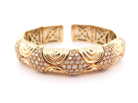 bracelet jonc ouvert articule en or jaune 18k 75gr 125
