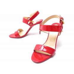 CHAUSSURES CHRISTIAN LOUBOUTIN SANDALES A TALONS 38 CUIR VERNIS ROUGE SHOES 625€