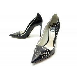 CHAUSSURES CHRISTIAN DIOR ESCARPINS 37.5 EN CUIR NOIR BLACK LEATHER SHOES 750€