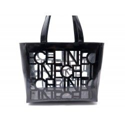 SAC A MAIN CELINE CABAS LETTRES DECOUPEES EN CUIR NOIR & PLASTIQUE HAND BAG