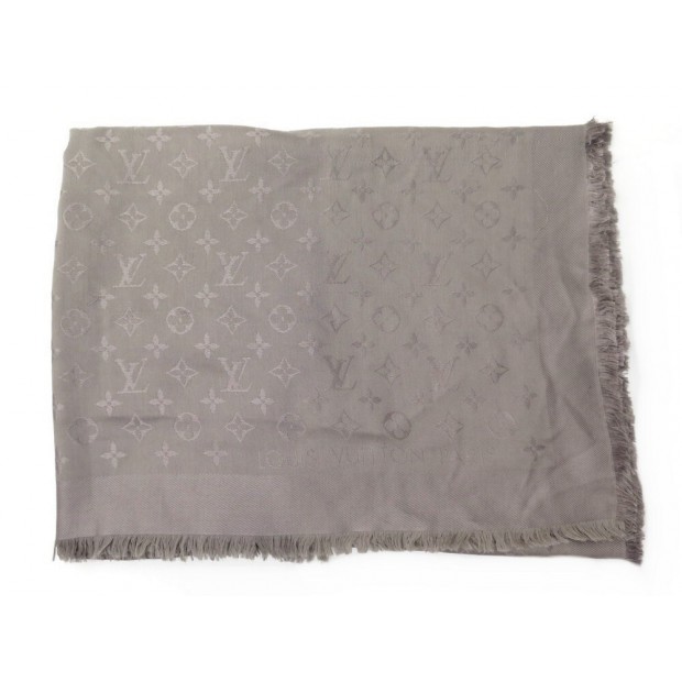 ECHARPE LOUIS VUITTON CHALE MONOGRAM M72238 LAINE & SOIE TAUPE SILK SCARF 435€