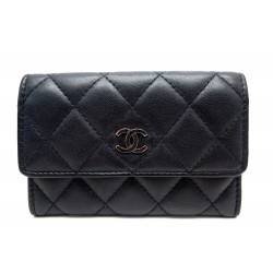 PORTEFEUILLE CHANEL PORTE MONNAIE LOGO CC CUIR MATELLASE CAVIAR NOIR WALLET 480€