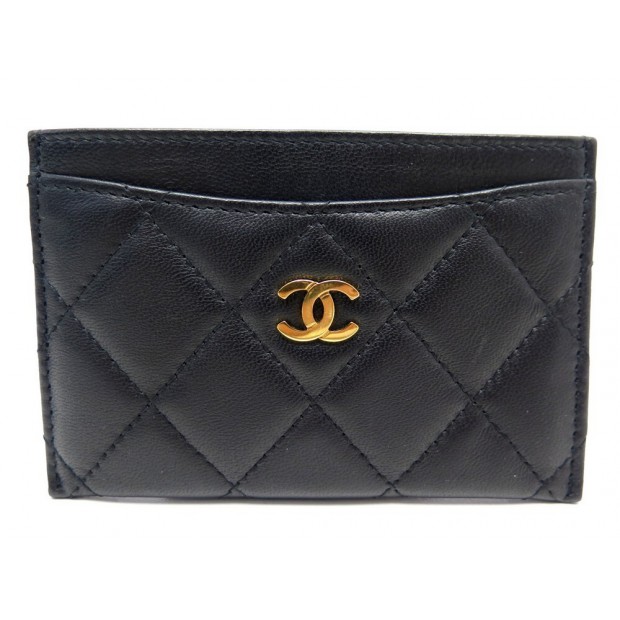 PORTE CARTES CHANEL CLASSIQUE TIMELESS LOGO CC CUIR AGNEAU NOIR CARD HOLDER 390€