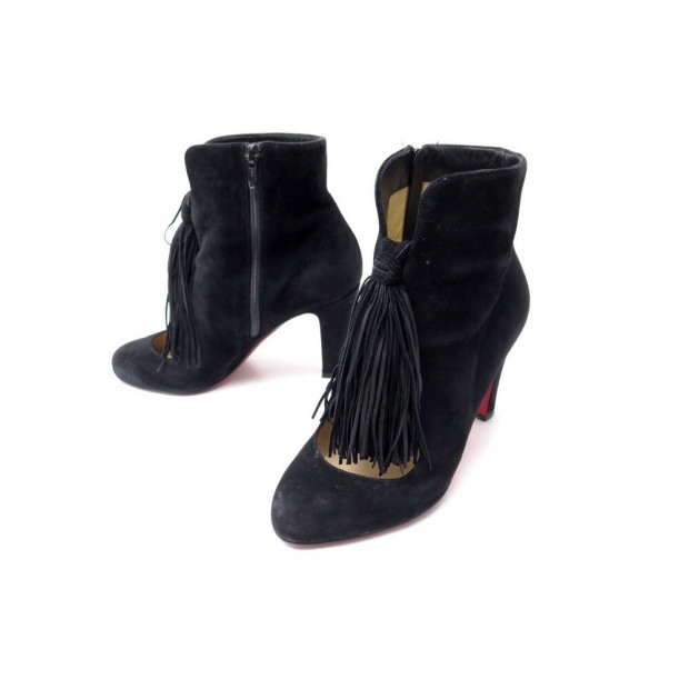 CHAUSSURES CHRISTIAN LOUBOUTIN BOTTINES A TALONS 37.5 DAIM NOIR BOOTS SHOES 895€