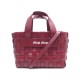 NEUF SAC A MAIN MIU MIU CABAS CUIR INTRECCIO CERISE 5BA17 BANDOULIERE BAG 1450€