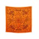 NEUF FOULARD HERMES CARRE KANTHA 90 EN SOIE ORANGE NEW SILK SCARF 410€