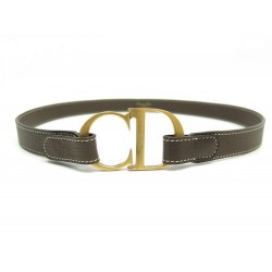 NEUF CEINTURE CHRISTIAN DIOR LOGO CD TAILLE 75 EN CUIR GRAINE MARRON BELT 490€