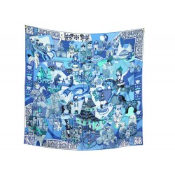 NEUF FOULARD HERMES ZABAVUSHKA CARRE 90 MIROSHNICHENKO SOIE BLEU SILK SCARF NEW