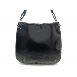 SAC A MAIN GUCCI HOBO 001-3166 EN CUIR VERNIS NOIR LEATHER HAND BAG PURSE 985€