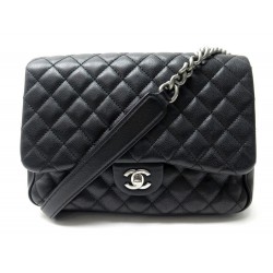 SAC A MAIN CHANEL A RABAT MM CUIR CAVIAR MATELASSE NOIR CHAINE HAND BAG 6200€