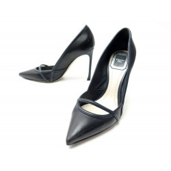 CHAUSSURES CHRISTIAN DIOR ESCARPINS VENUS 36 EN CUIR NOIR ET BLEU SHOES 750€