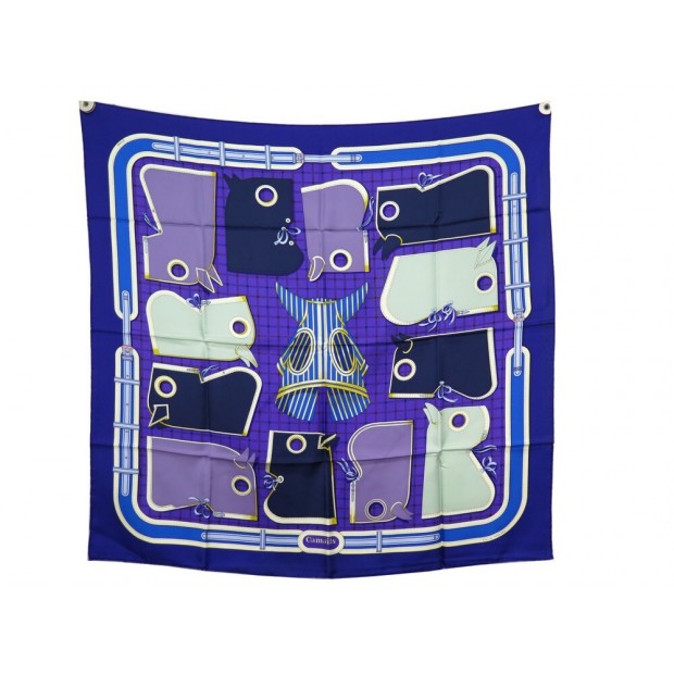 FOULARD HERMES CAMAILS DE LA PERRIERE CARRE 90 EN SOIE VIOLET SILK SCARF 410€