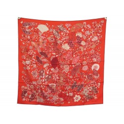 NEUF FOULARD HERMES FLEURS ET PAPILLONS DE TISSUS CARRE 90 SOIE SILK SCARF 410€