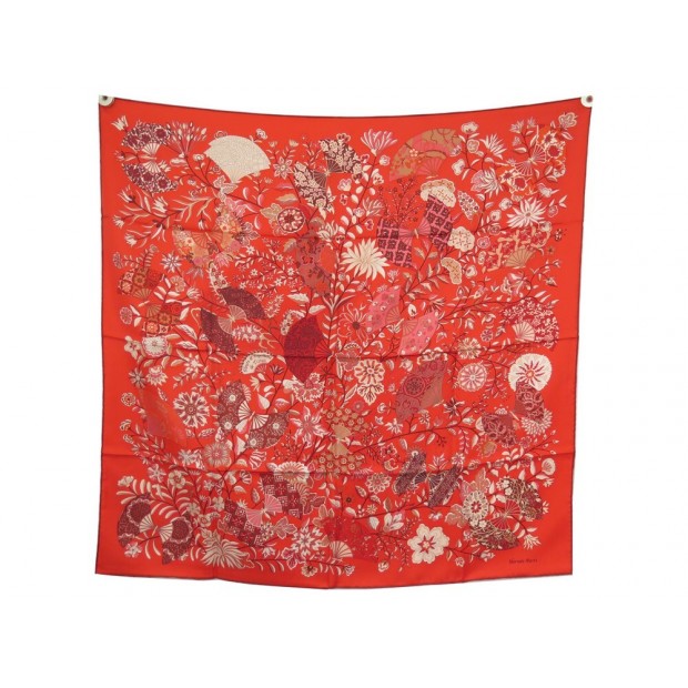 NEUF FOULARD HERMES FLEURS ET PAPILLONS DE TISSUS CARRE 90 SOIE SILK SCARF 410€