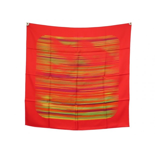 FOULARD HERMES FAUBOURG EXPRESS RYBALTCHENKO CARRE 90 SOIE ROUGE SILK SCARF 410€