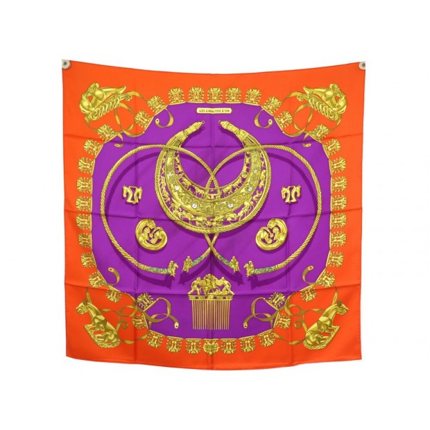 FOULARD HERMES LES CAVALIERS D'OR SOIE RYBALTCHENKO CARRE 90 SOIE SCARF 410€