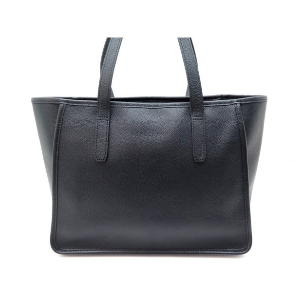 NEUF SAC A MAIN LONGCHAMP CABAS LE FOULONNE EN CUIR GRAINE NOIR HAND BAG 420€