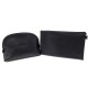 NEUF LOT LONGCHAMP TROUSSE + POCHETTE LE FOULONNE EN CUIR NOIR NEW POUCH 165€